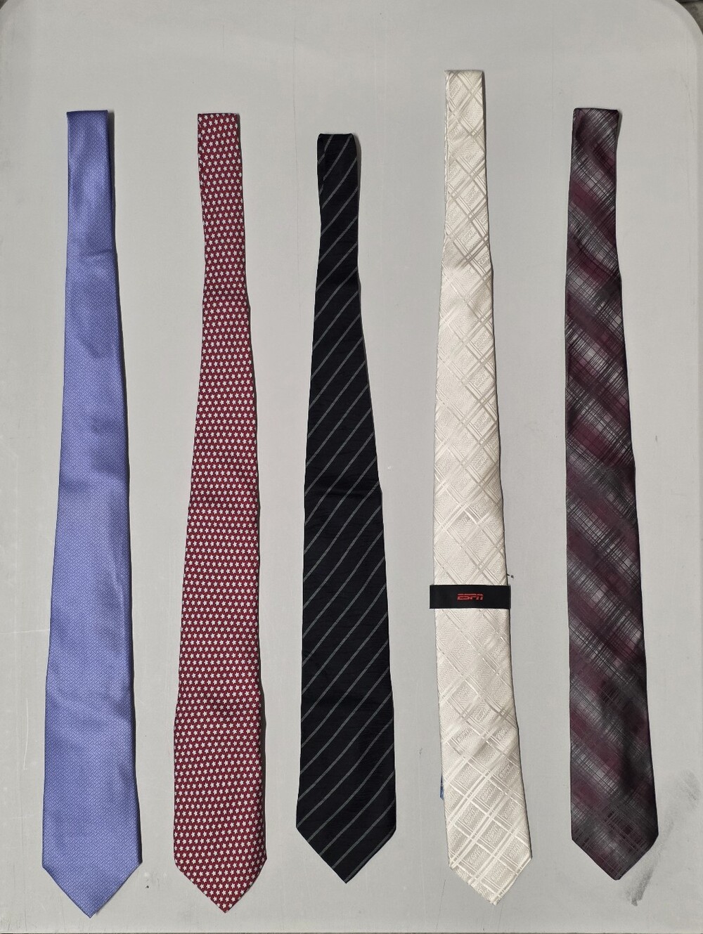 Mixed Brands Men's Silk Tie Set Lot of 5, Multicolor Mixed Patterns,